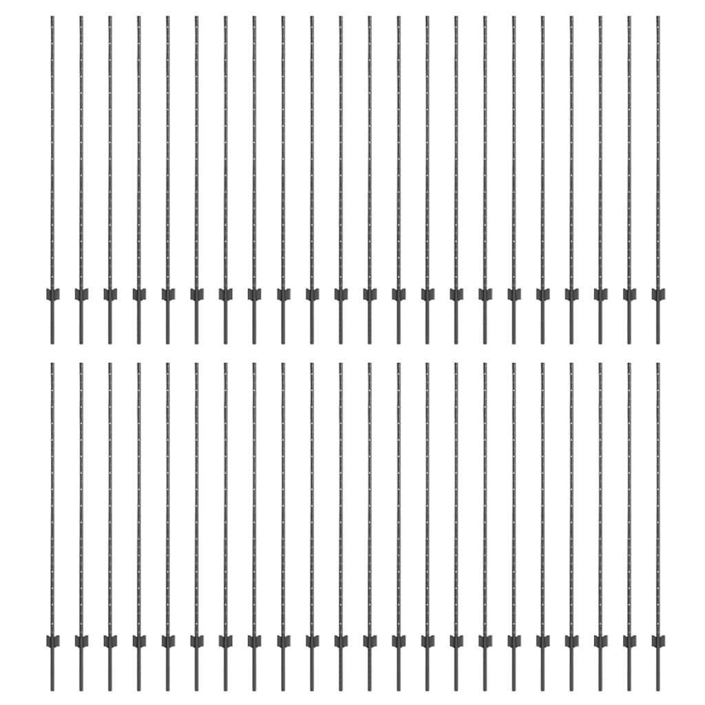 Zaunpaneele 44 pcs Grau Pulverbeschichteter Stahl
