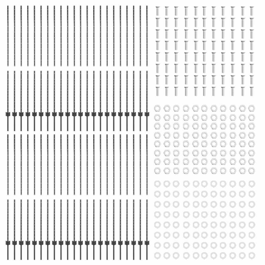 Zaunpaneele 44 pcs Grau Pulverbeschichteter Stahl