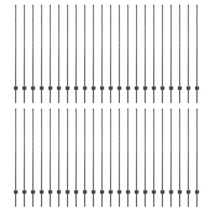 Zaunpfosten Silber 44 pcs Grau Pulverbeschichteter Stahl