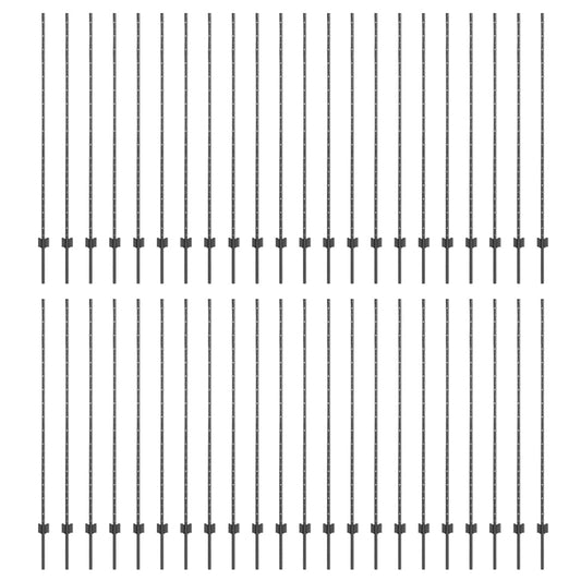 Zaunpfosten Silber 44 pcs Grau Pulverbeschichteter Stahl
