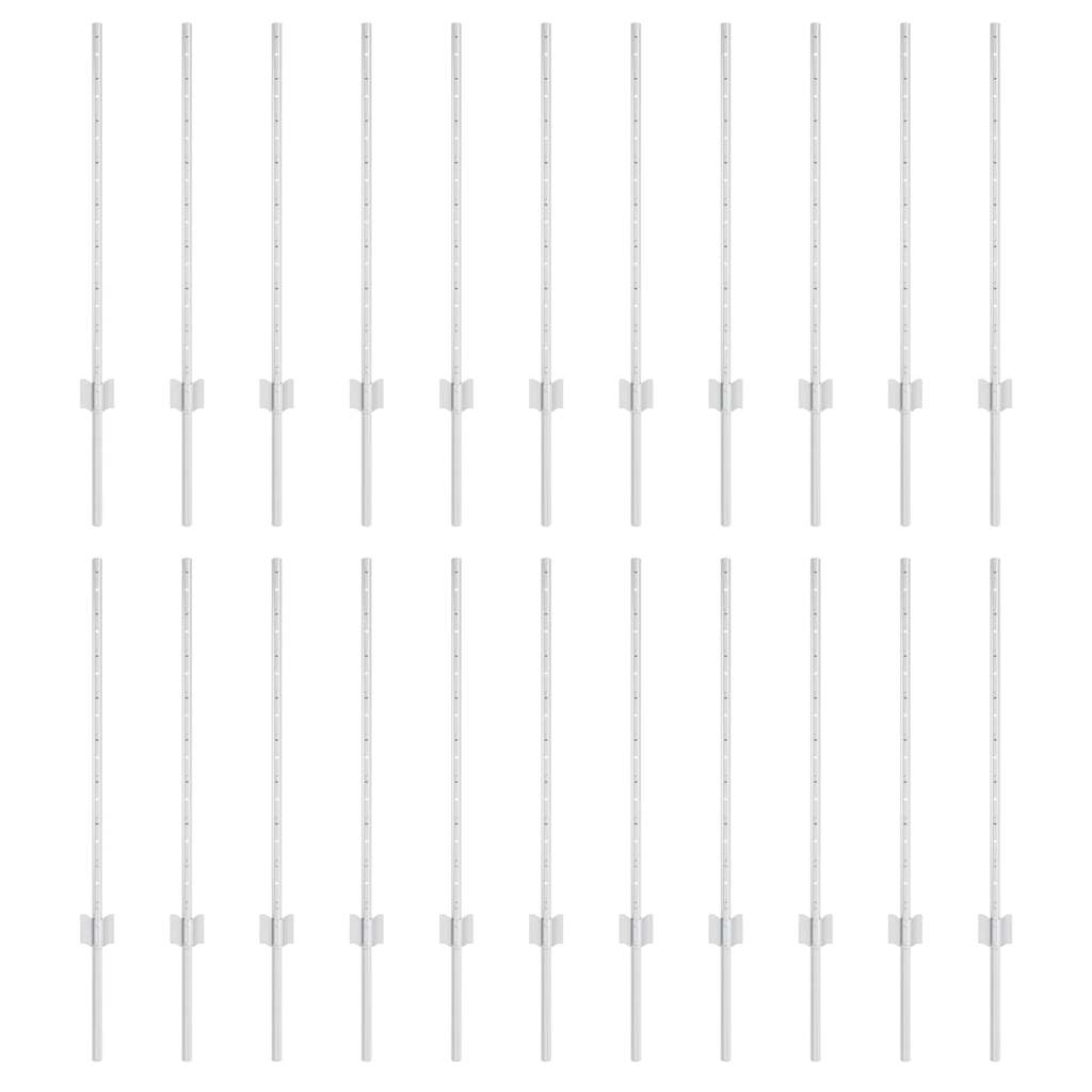 Stahlzaunpfosten 22 pcs Silber Verzinkter Stahl