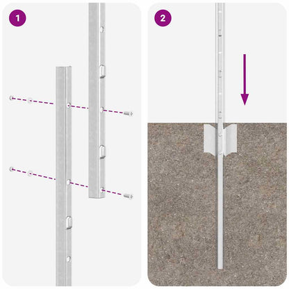 Grün Zaunpfosten 44 pcs Silber Verzinkter Stahl