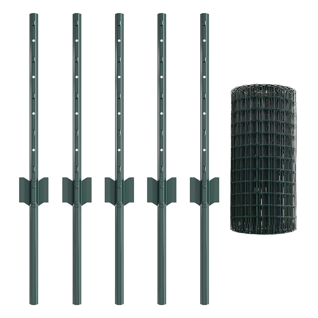 Zaun mit Pfosten Grün 0,4 x 10 m Stahl
