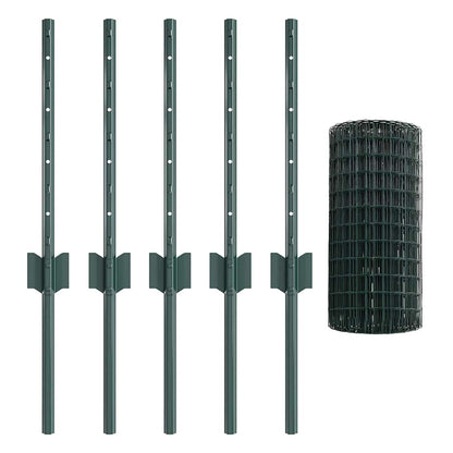 Zaun mit Pfosten Grün 0,4 x 10 m Stahl