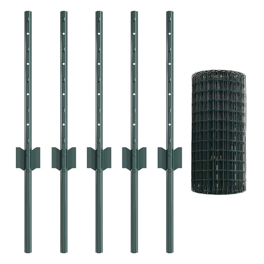 Zaun mit Pfosten Grün 0,4 x 10 m Stahl