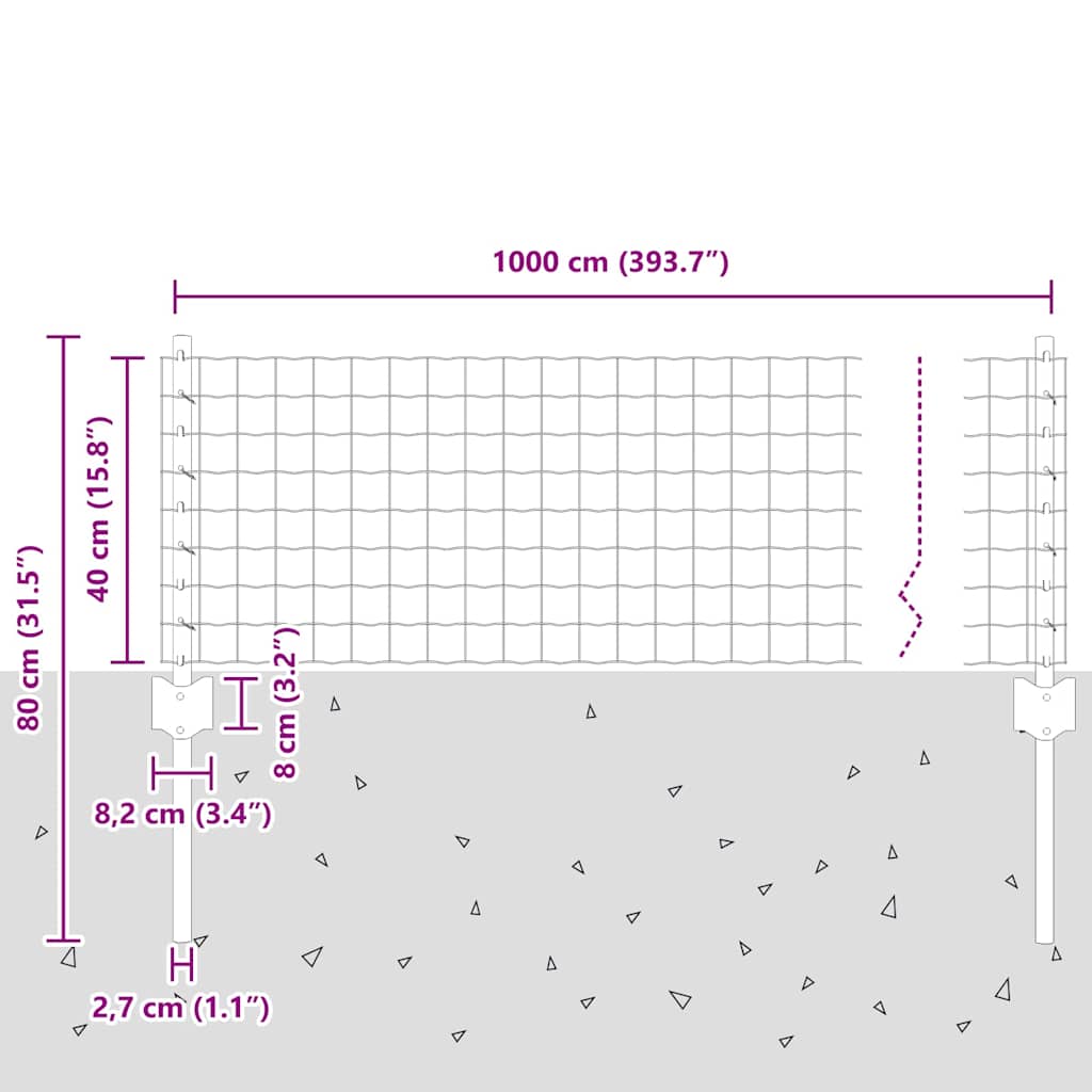 Zaun mit Pfosten Grün 0,4 x 10 m Stahl