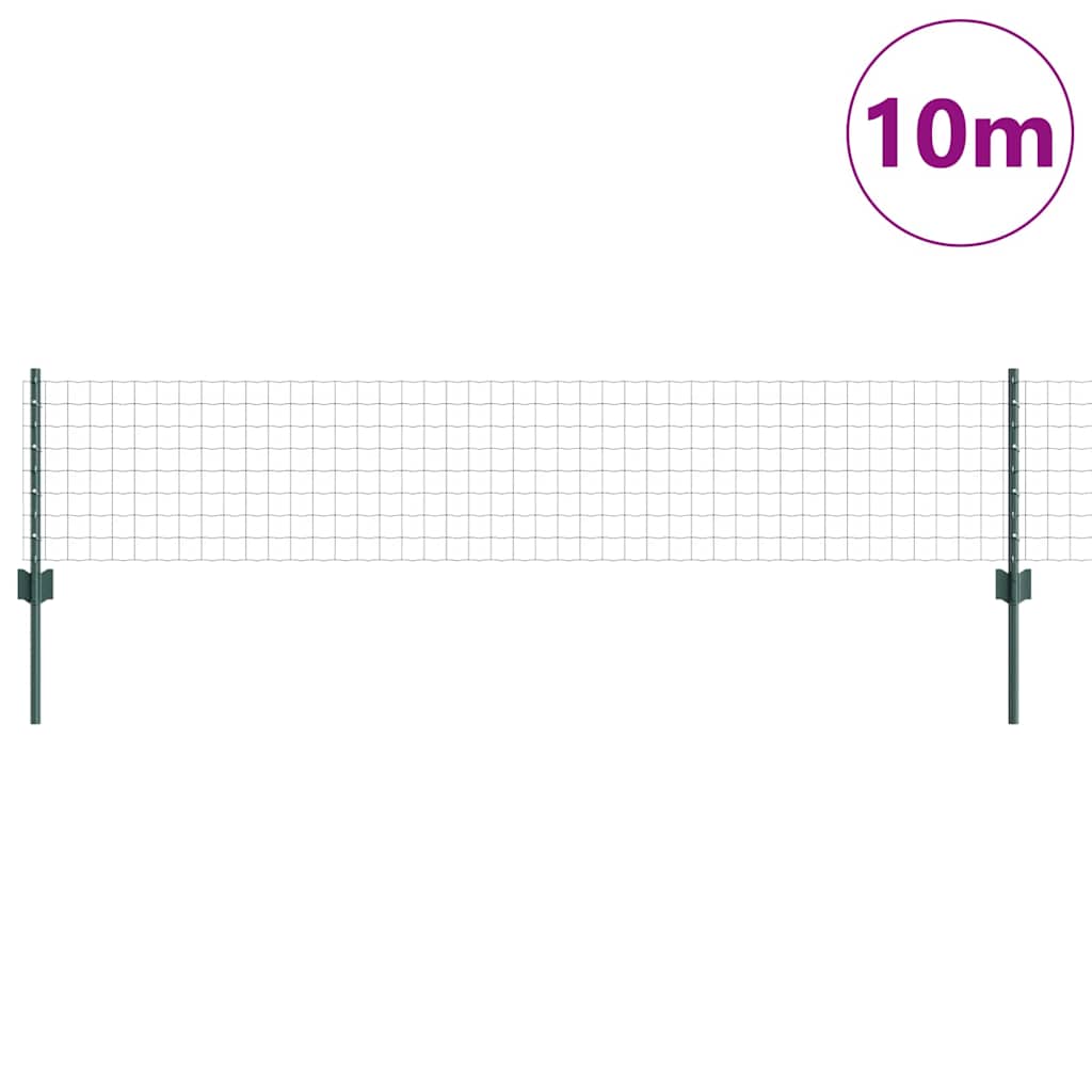 Zaun mit Pfosten Grün 0,4 x 10 m Stahl