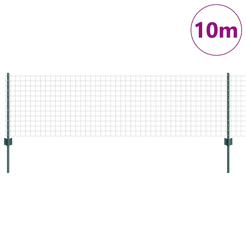 Zaun mit Pfosten Grün 0,6 x 10 m Stahl