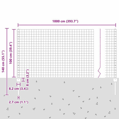 Zaun mit Pfosten Grün 1 x 10 m Stahl