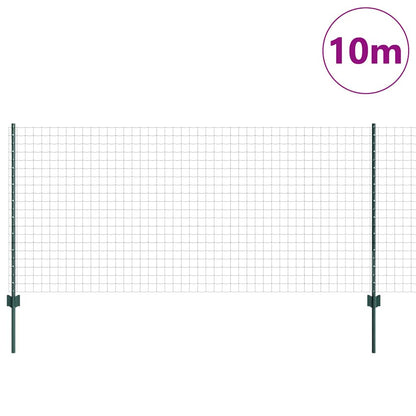 Zaun mit Pfosten Grün 1 x 10 m Stahl