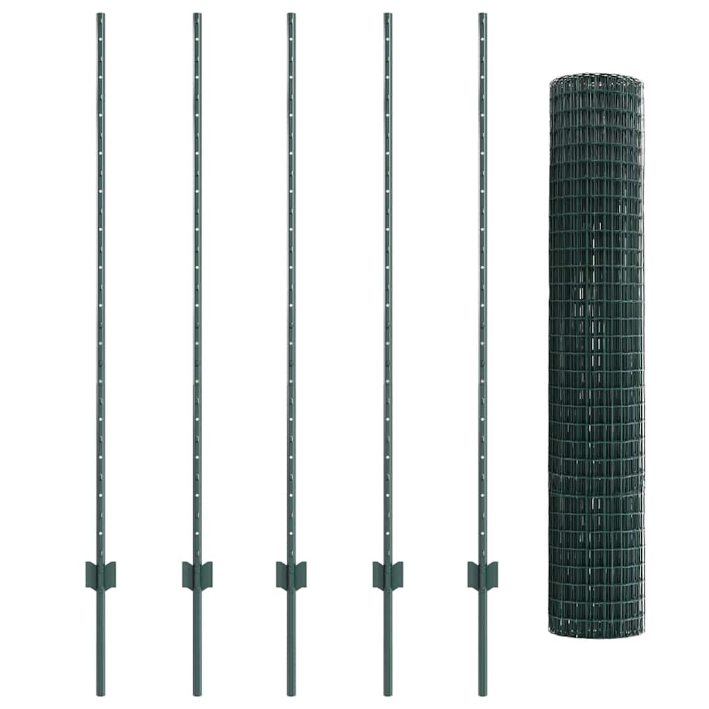 Zaun mit Pfosten Grün 1.4 x 10 m Stahl