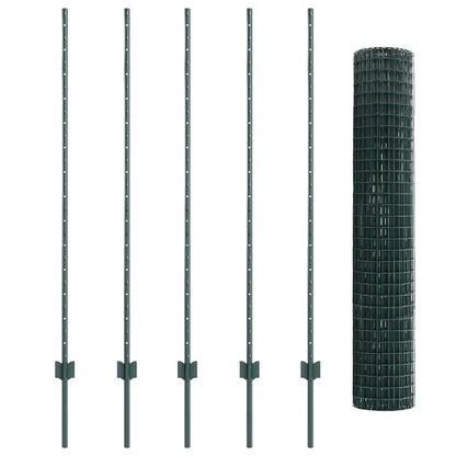 Zaun mit Pfosten Grün 1.4 x 10 m Stahl