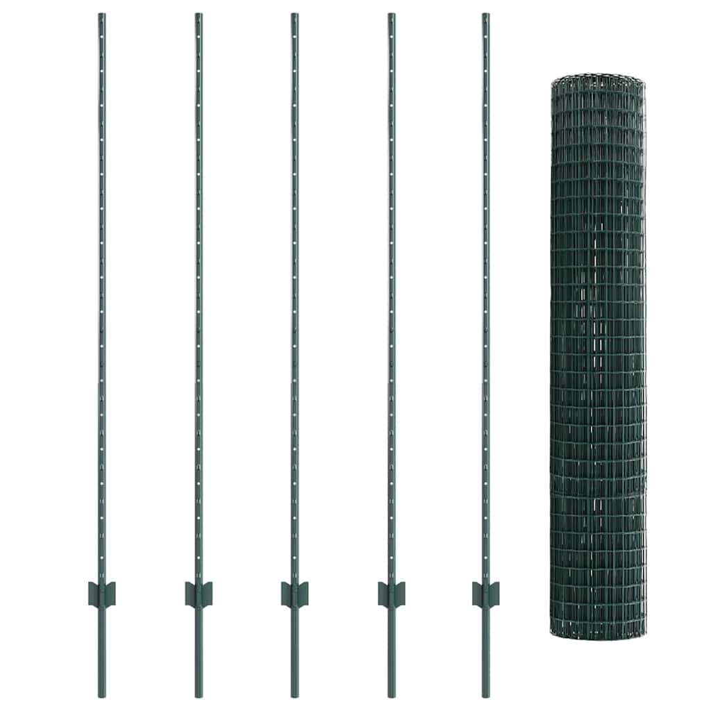 Zaun mit Pfosten Grün 1.5 x 10 m Stahl