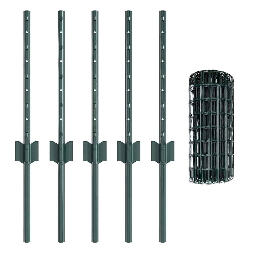 Zaun mit Pfosten Grün 0,4 x 10 m Stahl