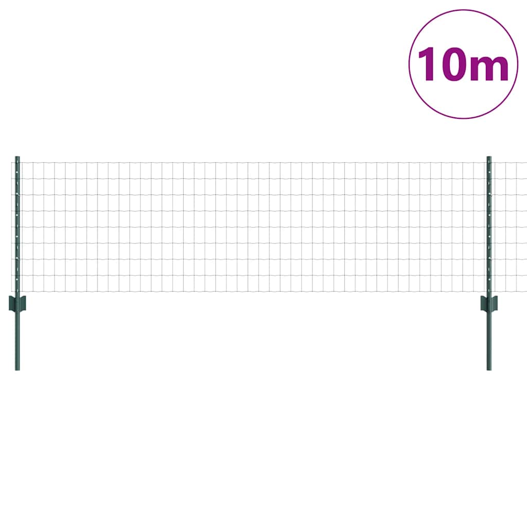 Zaun mit Pfosten Grün 0,6 x 10 m Stahl