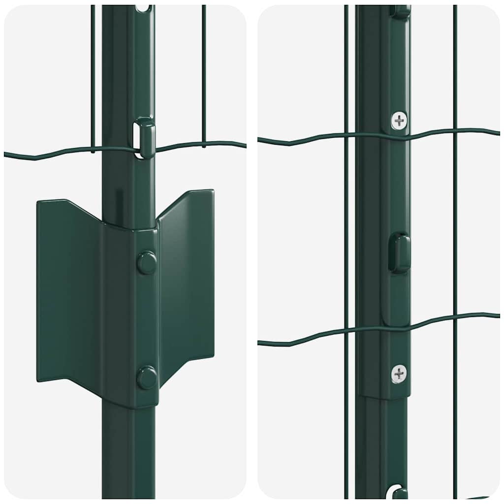 Zaun mit Pfosten Grün 1 x 10 m Stahl