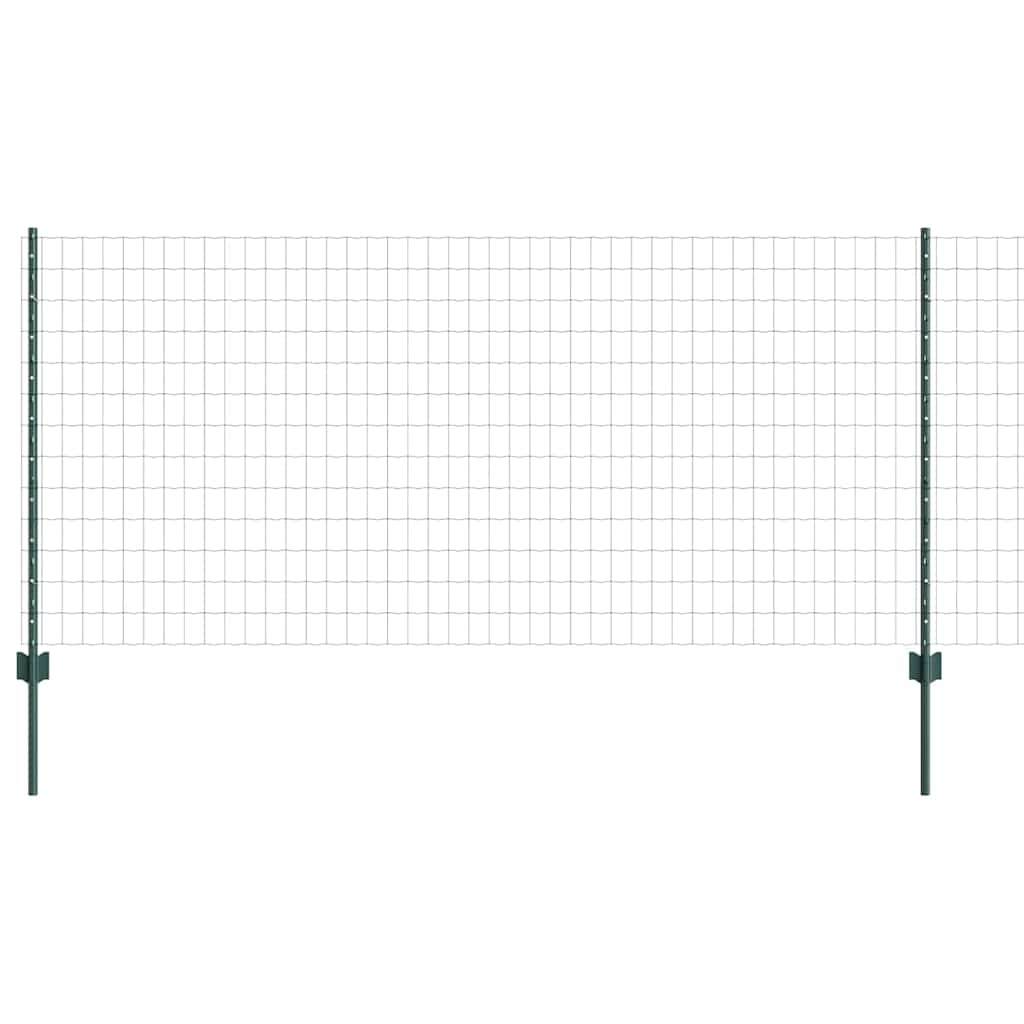 Zaun mit Pfosten Grün 1 x 10 m Stahl