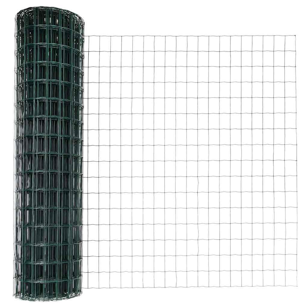 Zaun mit Pfosten Grün 1 x 10 m Stahl