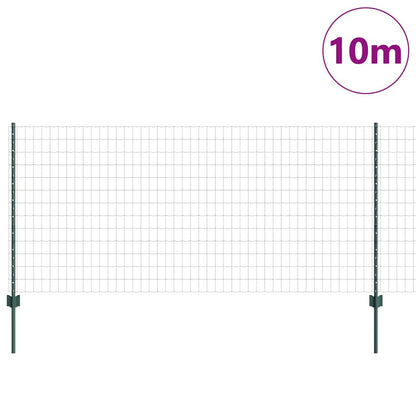 Zaun mit Pfosten Grün 1 x 10 m Stahl