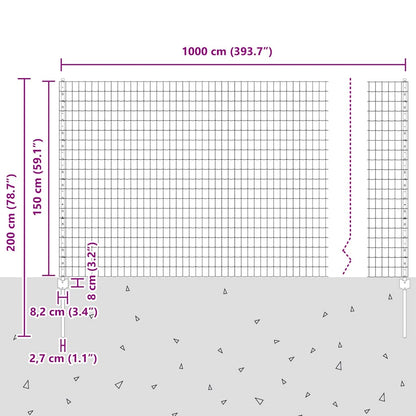 Zaun mit Pfosten Grün 1.5 x 10 m Stahl