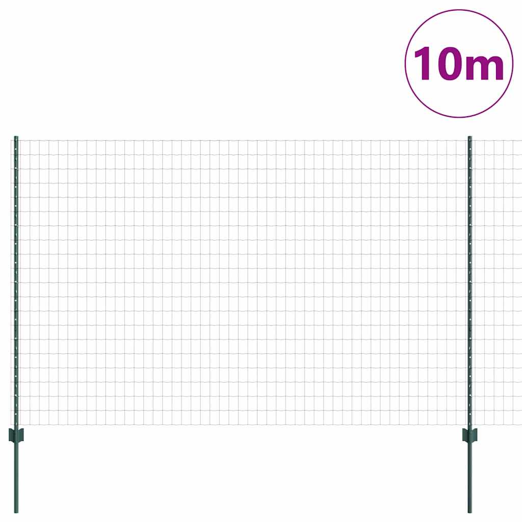 Zaun mit Pfosten Grün 1.6 x 10 m Stahl