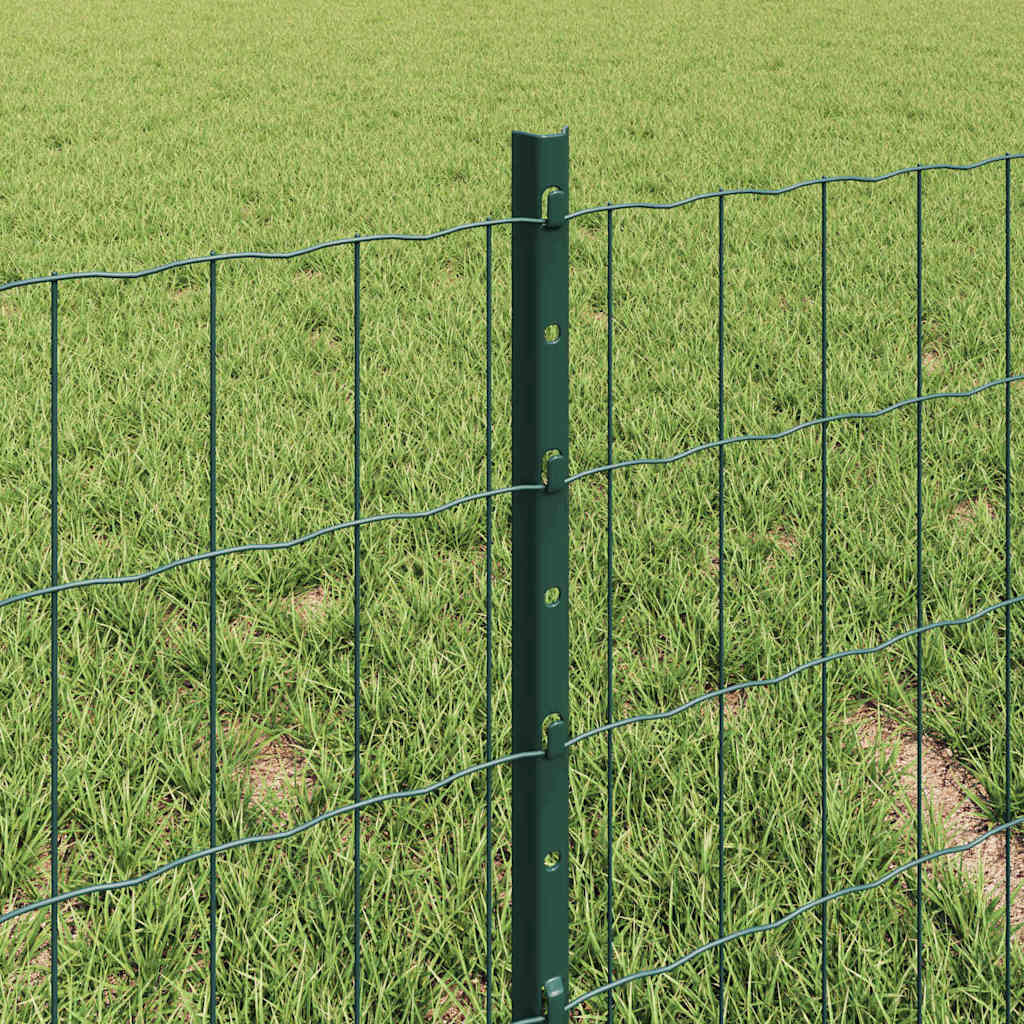 Zaun mit Pfosten Grün 0,4 x 10 m Stahl