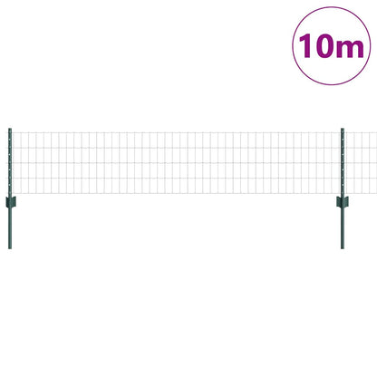 Zaun mit Pfosten Grün 0,4 x 10 m Stahl