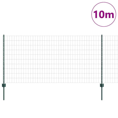 Zaun mit Pfosten Grün 1 x 10 m Stahl