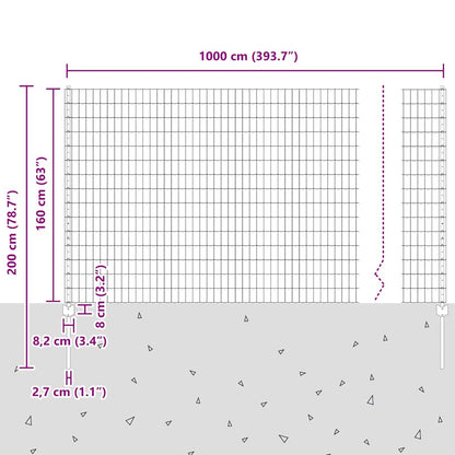 Zaun mit Pfosten Grün 1.6 x 10 m Stahl