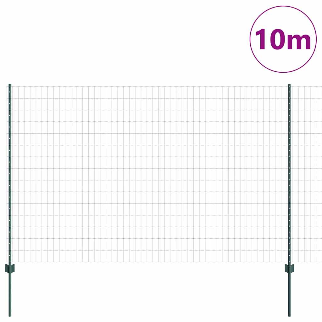 Zaun mit Pfosten Grün 1.6 x 10 m Stahl
