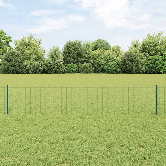 Zaun mit Pfosten Grün 0,4 x 10 m Stahl