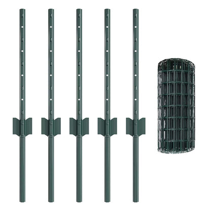 Zaun mit Pfosten Grün 0,4 x 10 m Stahl