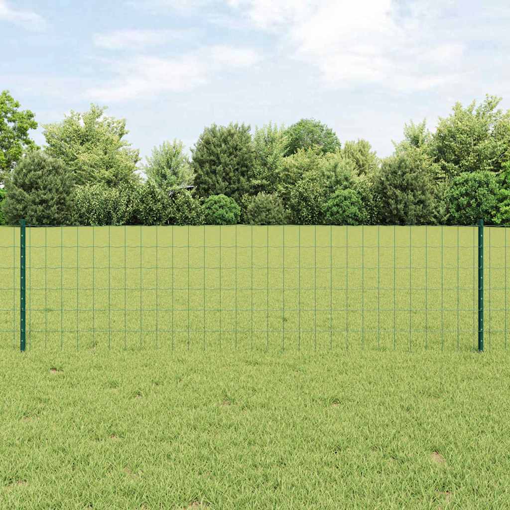 Zaun mit Pfosten Grün 0,6 x 10 m Stahl