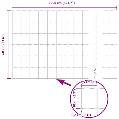 Zaun mit Pfosten Grün 0,6 x 10 m Stahl