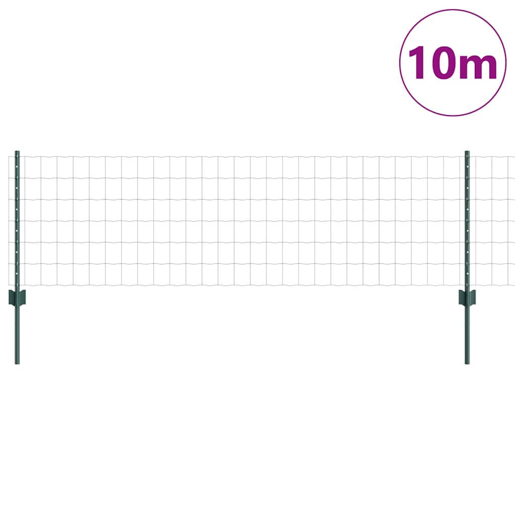 Zaun mit Pfosten Grün 0,6 x 10 m Stahl