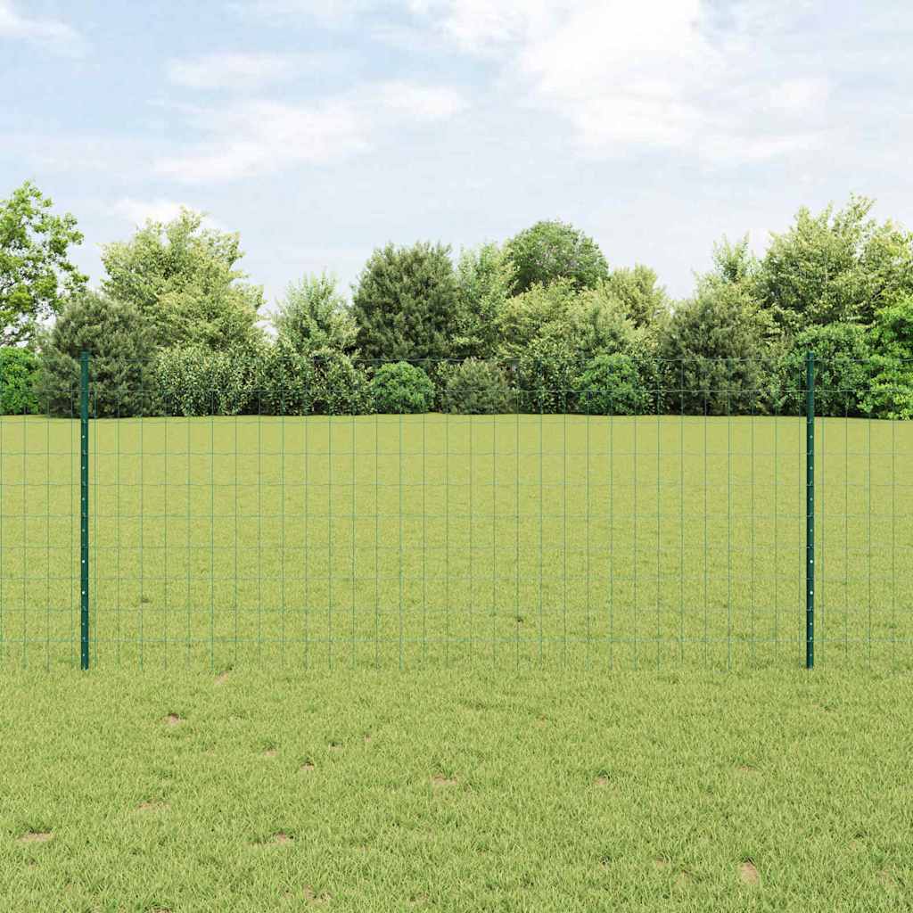 Zaun mit Pfosten Grün 1 x 10 m Stahl