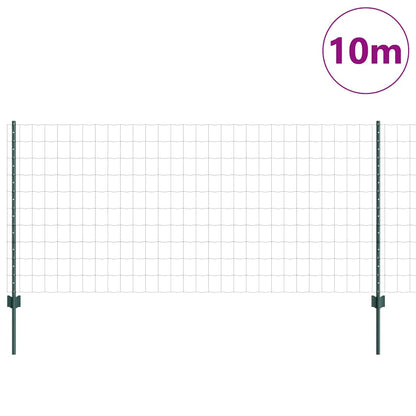 Zaun mit Pfosten Grün 1 x 10 m Stahl