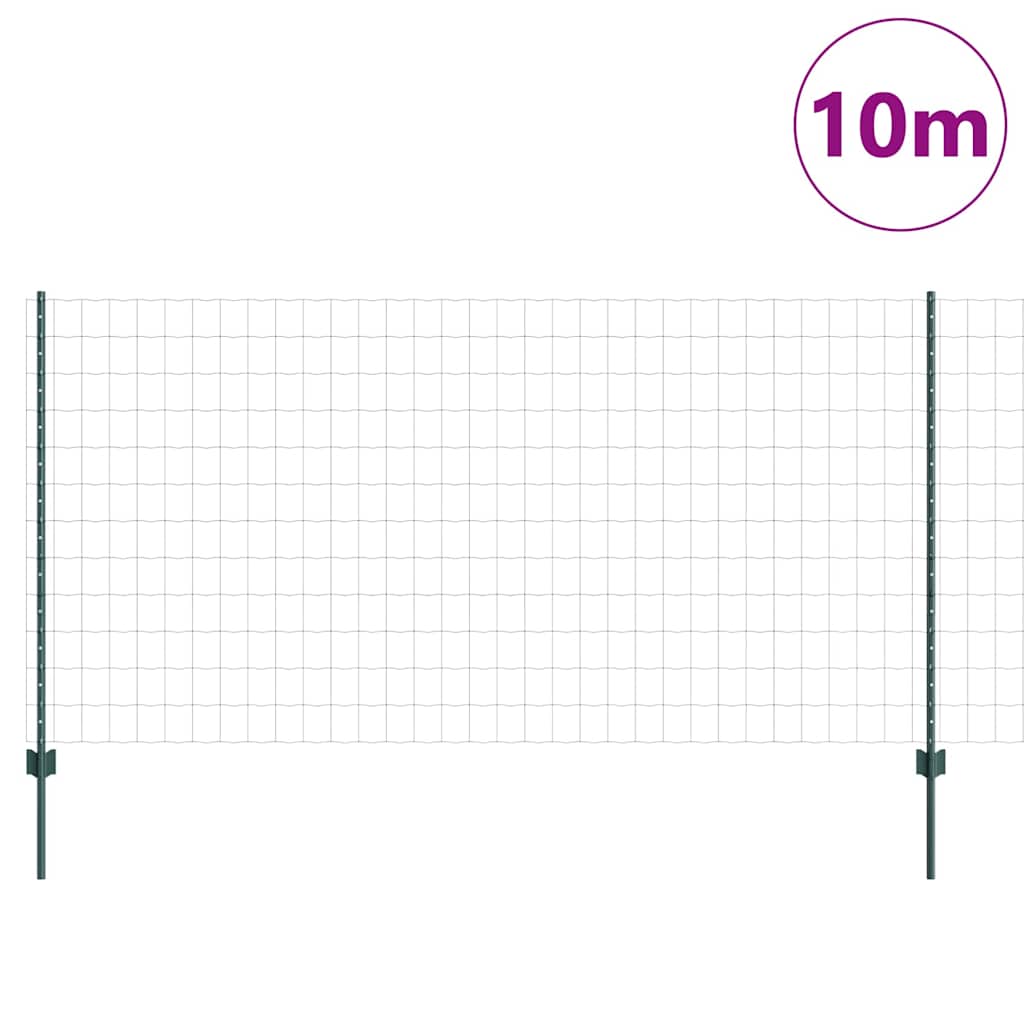 Zaun mit Pfosten Grün 1.2 x 10 m Stahl