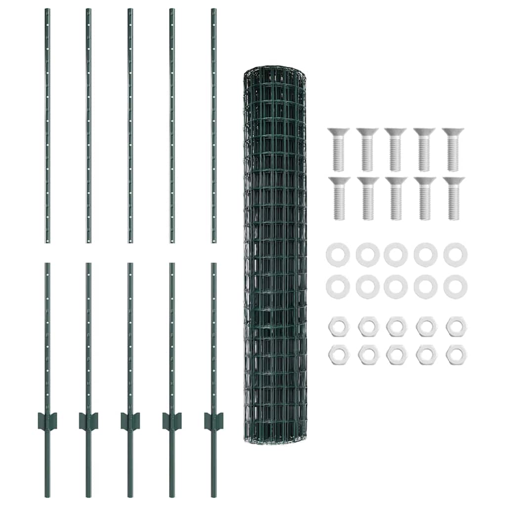 Zaun mit Pfosten Grün 1.4 x 10 m Stahl