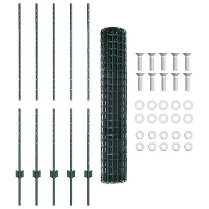 Zaun mit Pfosten Grün 1.4 x 10 m Stahl