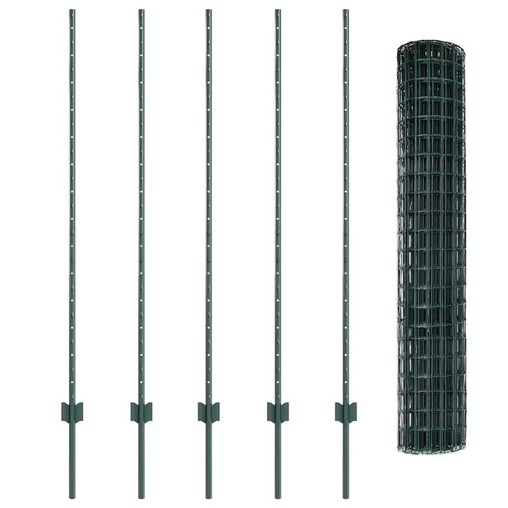 Zaun mit Pfosten Grün 1.4 x 10 m Stahl
