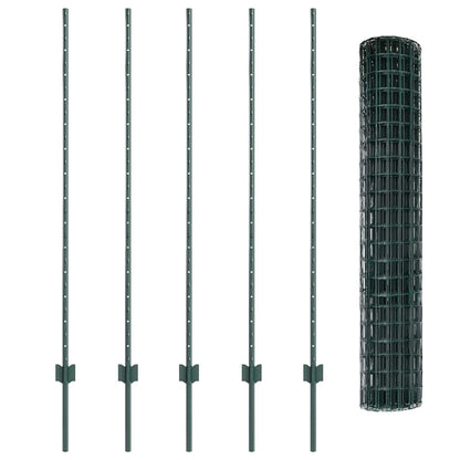 Zaun mit Pfosten Grün 1.4 x 10 m Stahl