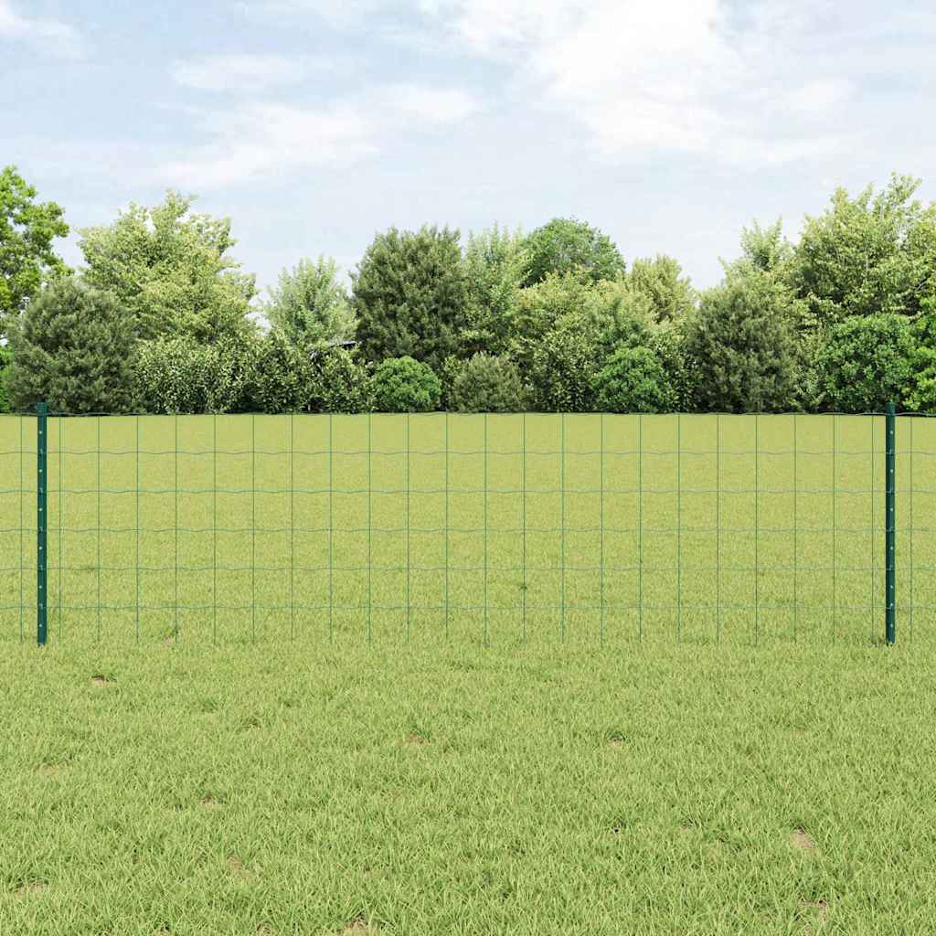 Zaun mit Pfosten Grün 0,6 x 10 m Stahl