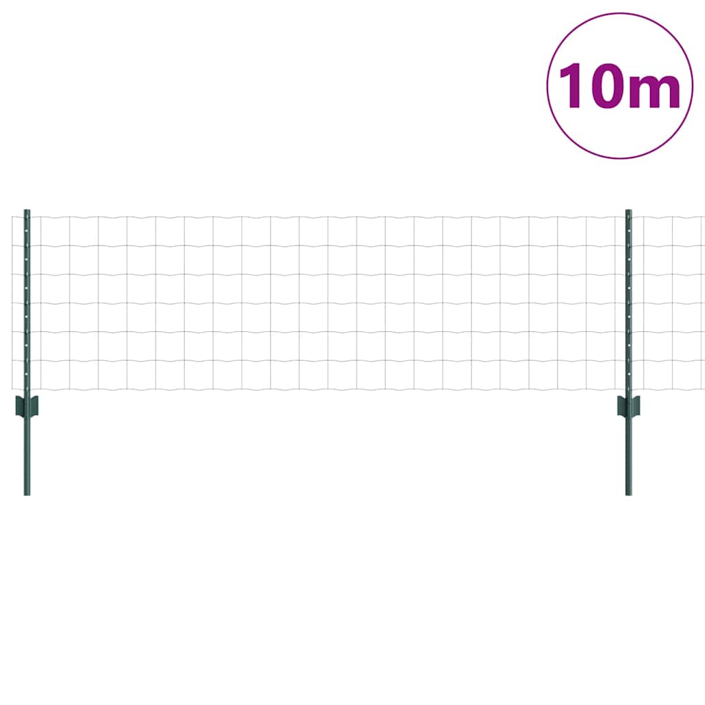 Zaun mit Pfosten Grün 0,6 x 10 m Stahl