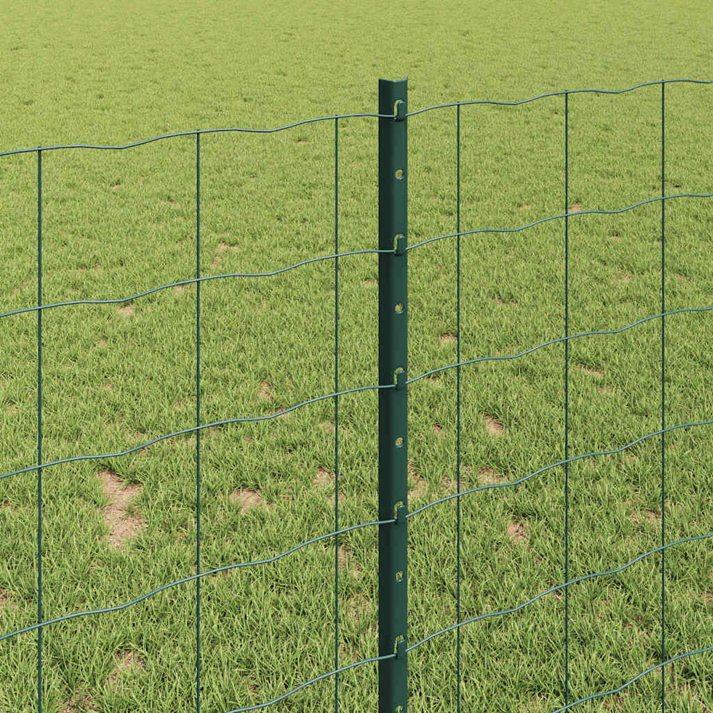 Zaun mit Pfosten Grün 1 x 10 m Stahl