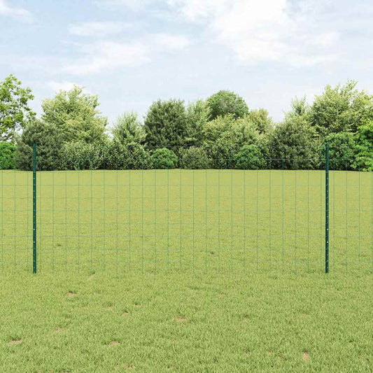 Zaun mit Pfosten Grün 1 x 10 m Stahl