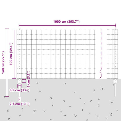Zaun mit Pfosten Grün 1 x 10 m Stahl