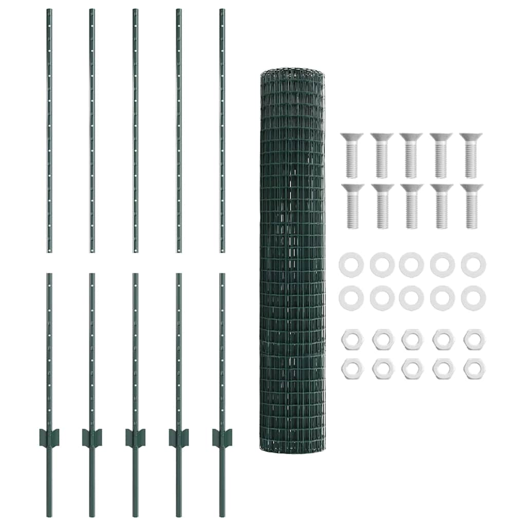 Zaun mit Pfosten Grün 1.4 x 10 m Stahl