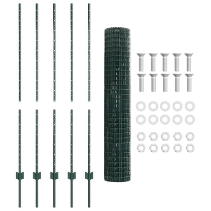 Zaun mit Pfosten Grün 1.4 x 10 m Stahl