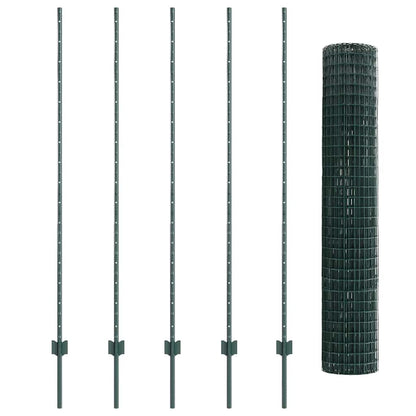 Zaun mit Pfosten Grün 1.5 x 10 m Stahl